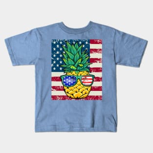 Funny Patriotic Pineapple USA Kids T-Shirt